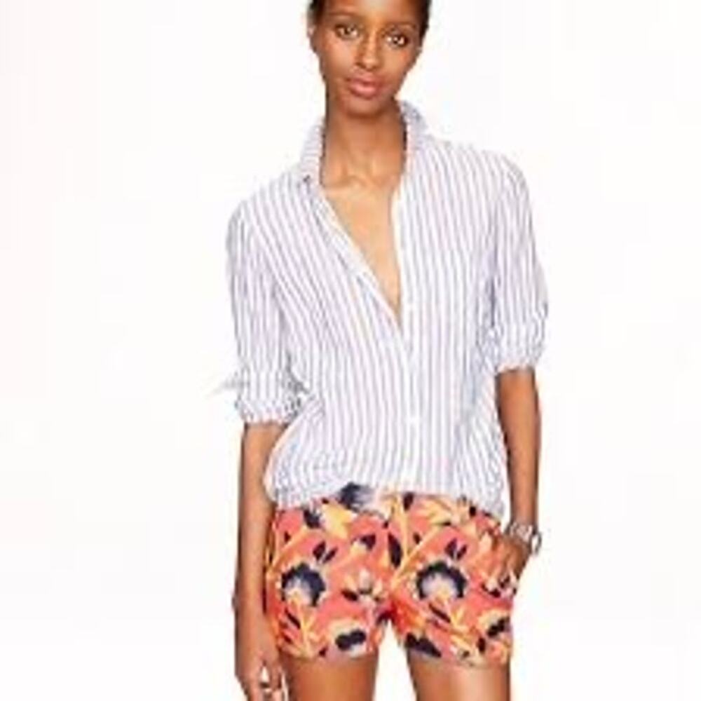 J. Crew City Fit Hibiscus Floral Shorts Size 2 Peach A6767